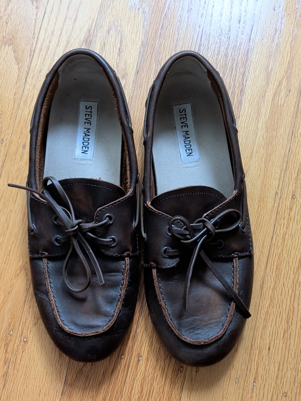 Steve Madden Dark Brown Leather Boat Shoes